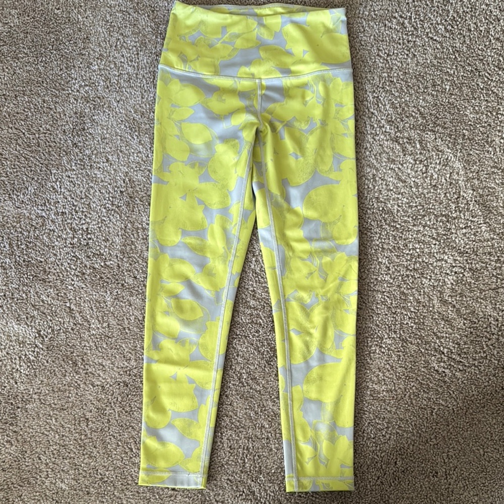 Zella Yellow and Gray Patterned Leggings